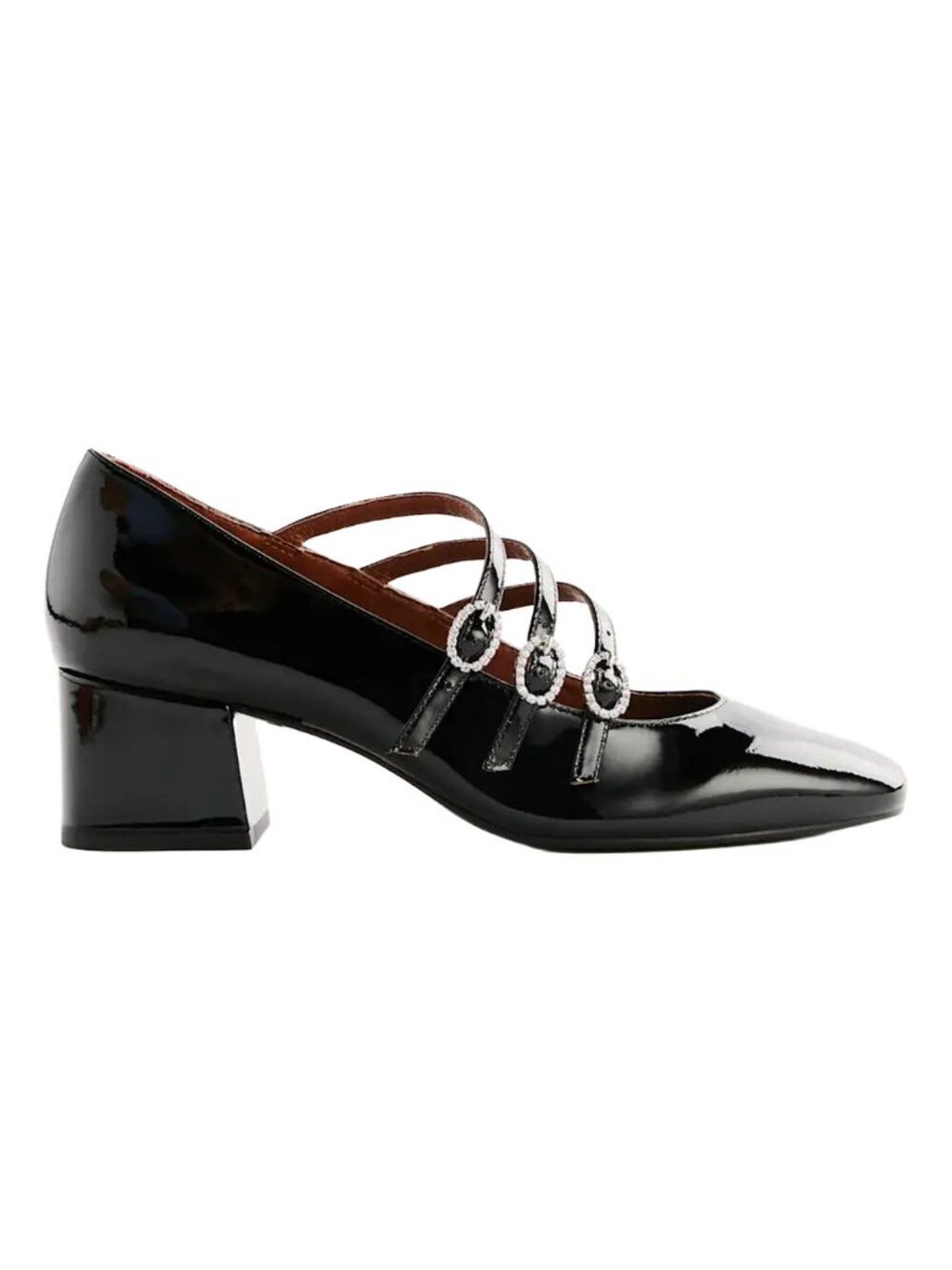 NIB Reformation Mimi Buckle Pumps Black Leather Rhinestone Mary Jane 8